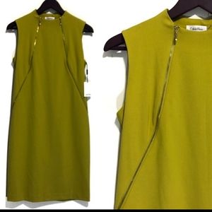 NEW Calvin Klein Lime Green Aloe 2 Zipper Dress